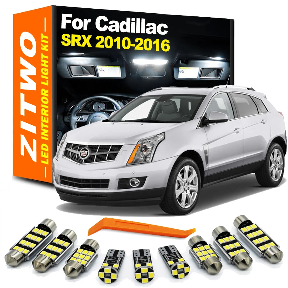 ZITWO 19Pcs Complete LED Interior Reading Door Foot Light Sun Visor Lamp Kit For Cadillac SRX 2010 2011 2012 2013 2014 2015 2016
