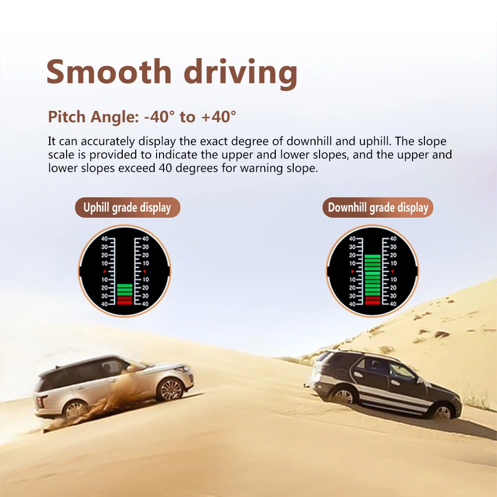 AD X90 GPS Head Up Display Speedometer Overspeed Alarm Slope Meter Inclinometer Car Compass HUD  - Automotive LED Light