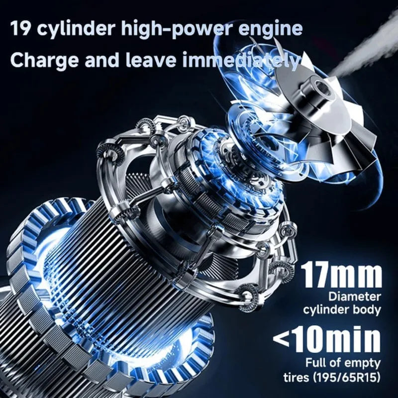 Portable Wireless Car Vacuum Cleaner Smart Tire Inflator with Digital Display Multi Purpose Tire - Automotive LED Light