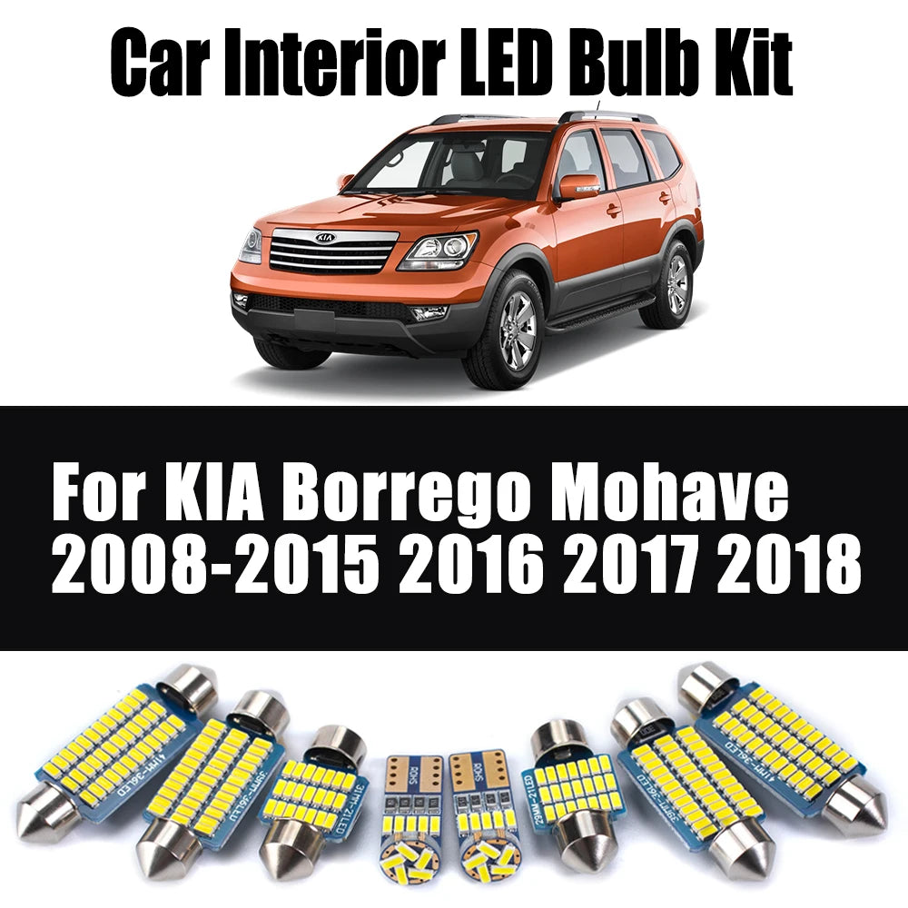 14-Piece LED Interior Light Kit for KIA Borrego Mohave 2008 - 2015 - Canbus Dome Map Door Trunk Bulbs | AUTOKITSHOP