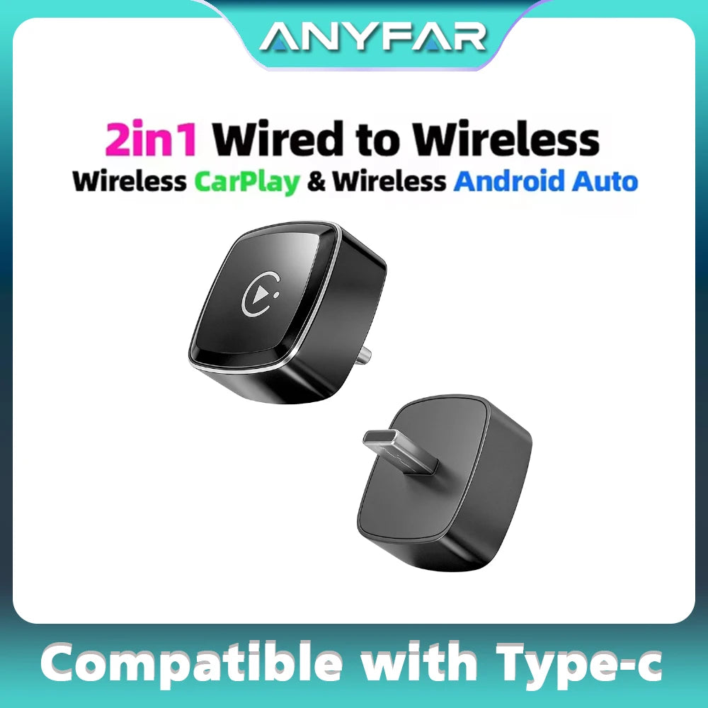 2 in 1 Wireless CarPlay Type-c Adapter Android Smart Dongle for Factory Wireless CarPlay &