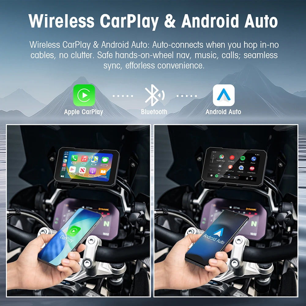 5inch Navigation Motorcycle Motorcycle DVR Dash Cam with Wireless Carplay Android Auto HD  | AUTOKITSHOP