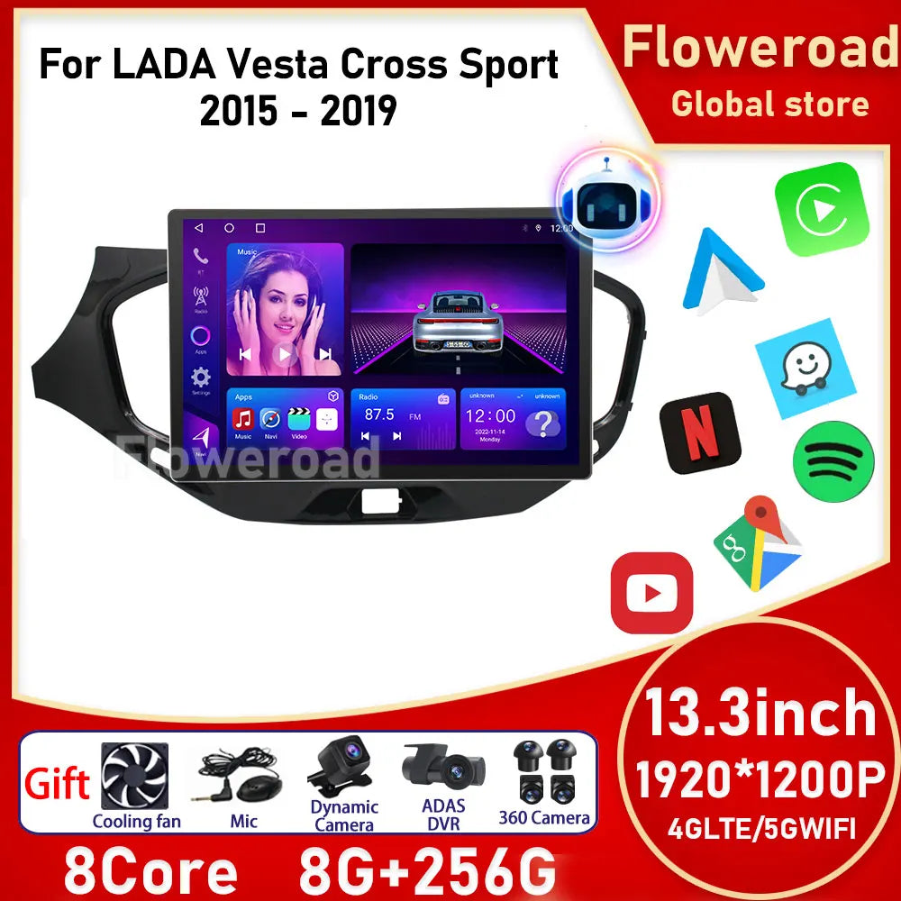 Android 15 Auto For LADA Vesta Cross Sport 2015 - 2019 Car Radio Multimedia Player Stereo  | AUTOKITSHOP