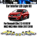 LED Interior Light Kit for Renault Clio 2 3 4 II III IV MK2 MK3 MK4 1998-2017 - Canbus Dome Map Door Trunk Bulbs | AU...