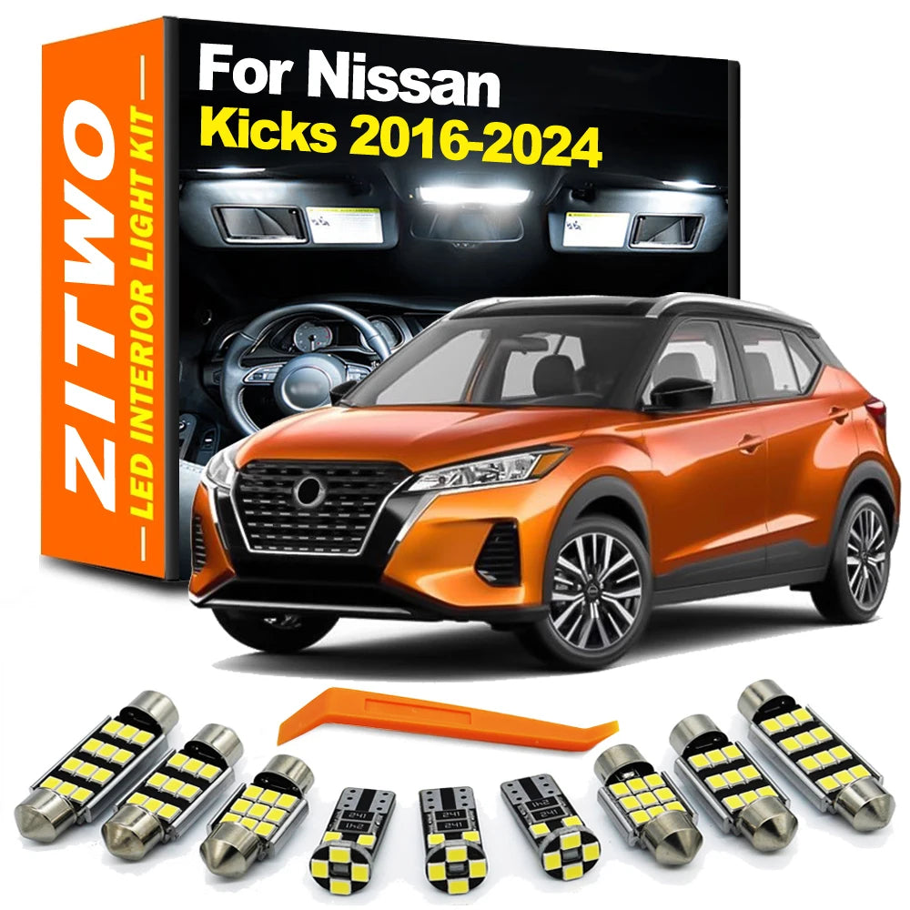 11Pcs LED Bulb Interior Reading Dome Map License Plate Light Kit For Nissan Kicks 2016 2017 2018 2019 2020 2021 2022 2023 2024