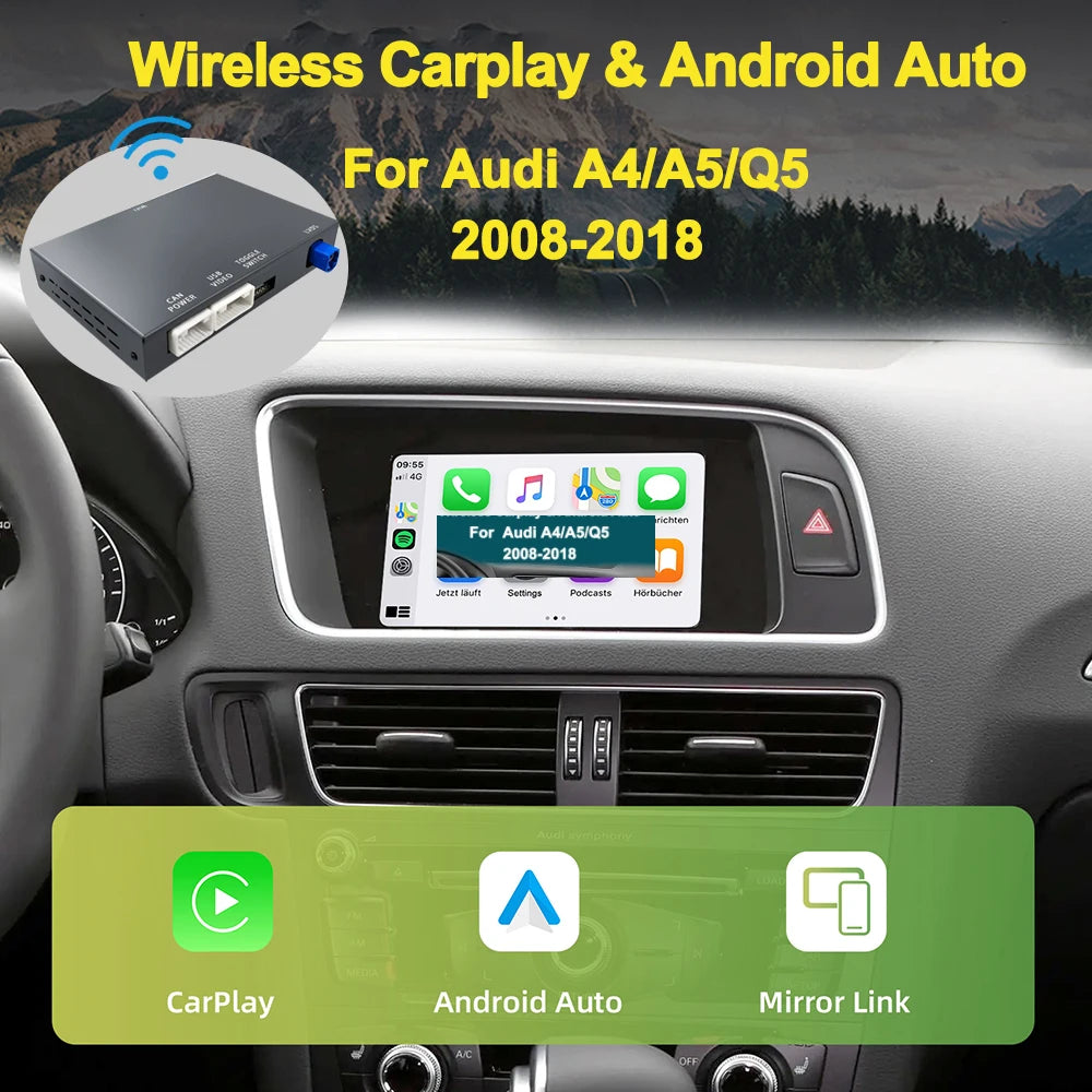Wireless Carplay Module For AUDI A4, A5,Q5 2008-2018,6.5"/7"Screen with MMI 3G Platform Wi