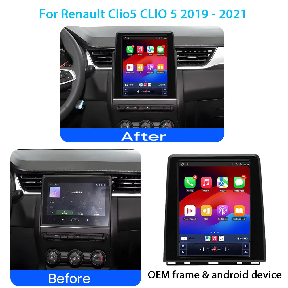Car Radio Android auto For Renault Clio5 CLIO 5 2019 2020 2021 Stereo QLED DSP Carplay GPS