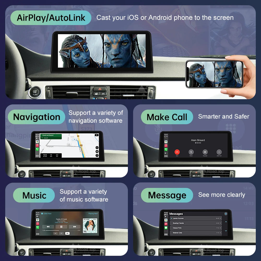 Road Top 10.25' 12.3' Wireless CarPlay Android Auto For BMW Series 3 E90 E91 E92 E93 Witho