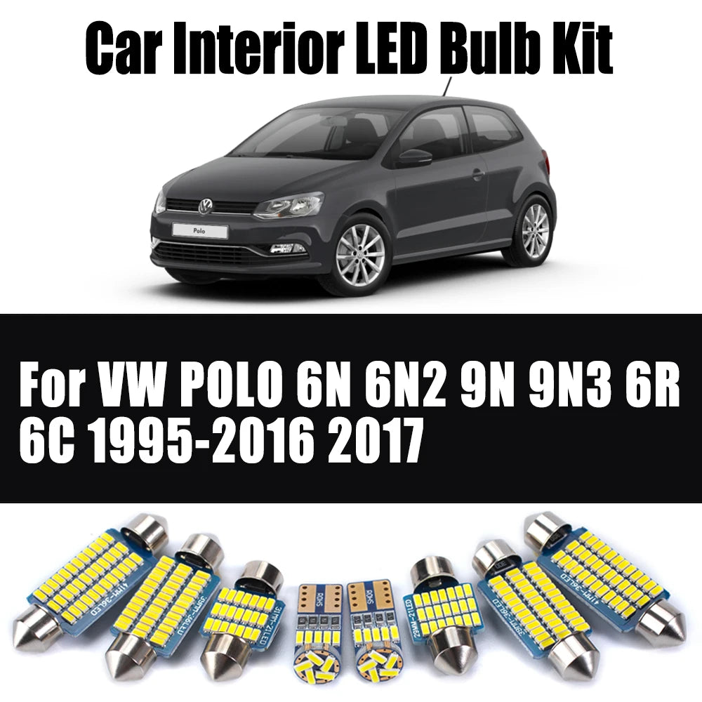 LED Interior Light Kit for VW Volkswagen POLO 6N 6N2 9N 9N3 6R 6C 1995-2016 - Canbus Dome Map Door Trunk Bulbs | AUTO...