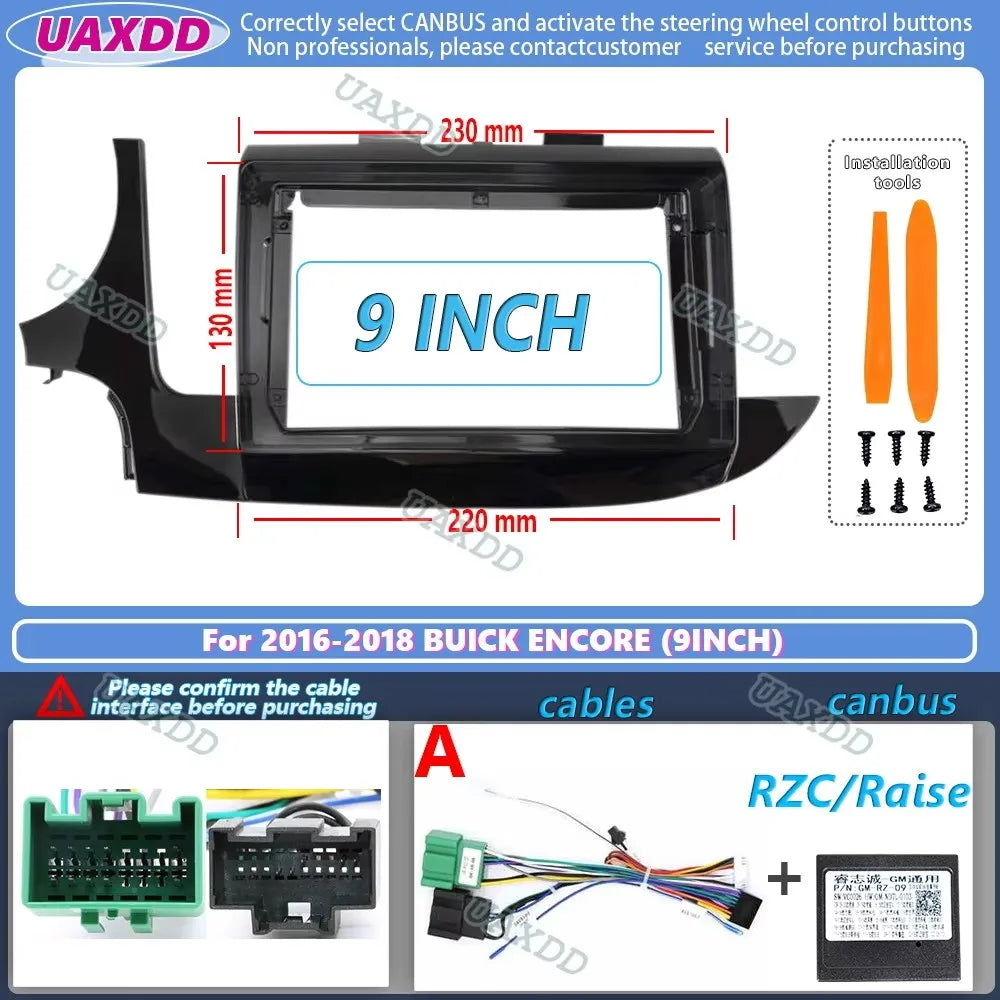 9 Inch Car Facia For BUICK ENCORE 2016-2018 Panel Dash One Double Din DVD Frame Canbus 2 D