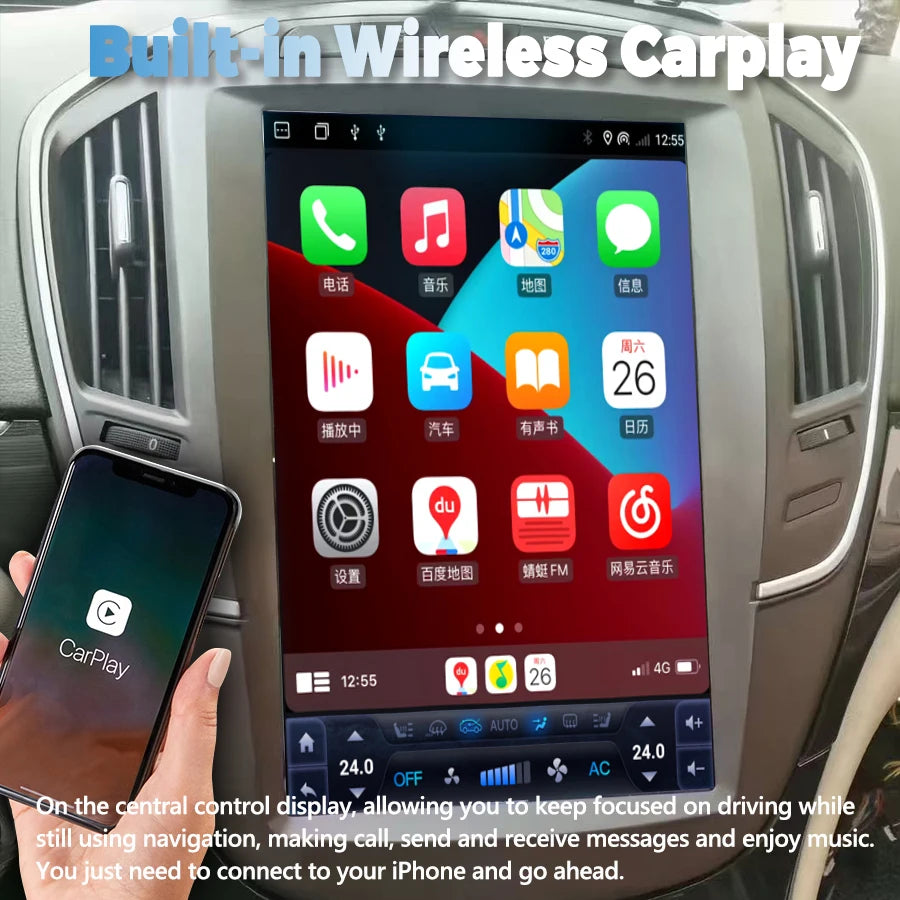 Qled Screen 12.8inch Android 15 Carplay Qled Stereo GPS For Opel Insignia Buick Regal 2013