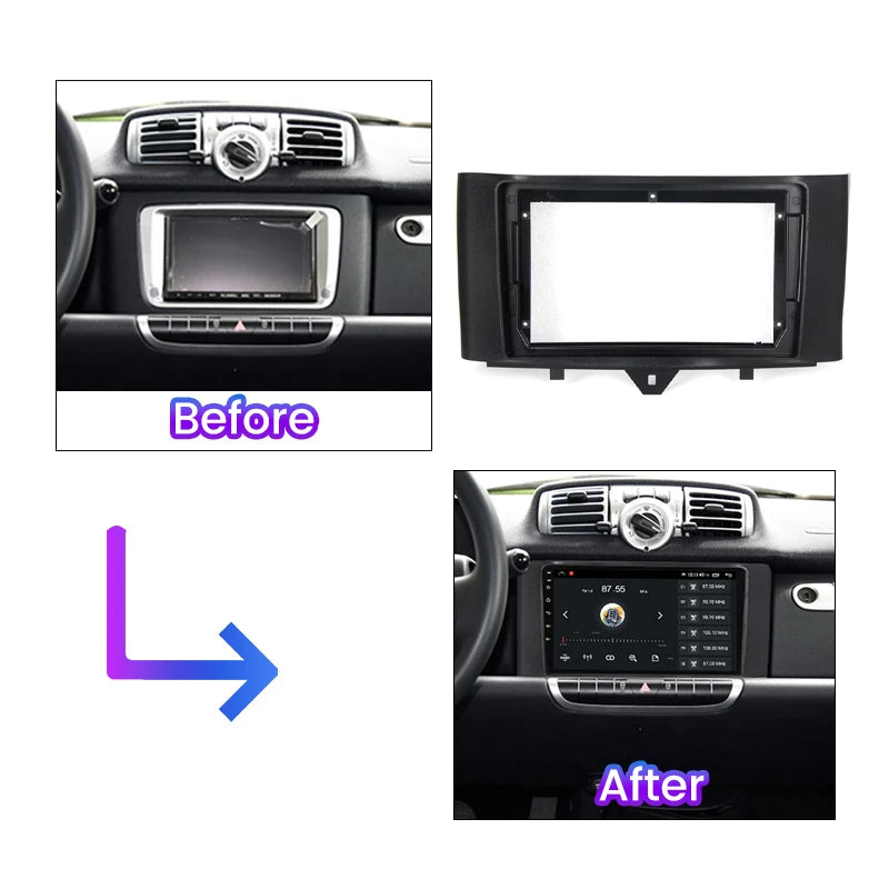 9'' Fascia for BENZ Smart Fortwo 2011 2012 2013 2014 2015 2 Din Car Radio Frame Dash Fitti | AUTOKITSHOP