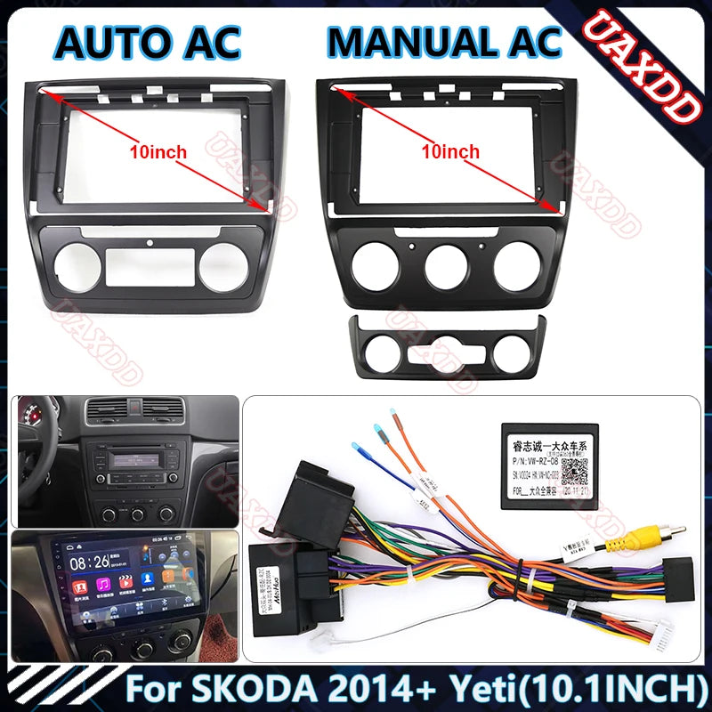 10.1 Inch 2 Din Car Radio Fascia For SKODA Yeti MANUAL AC/AUTO AC 2014 Car Panel Radio Fra