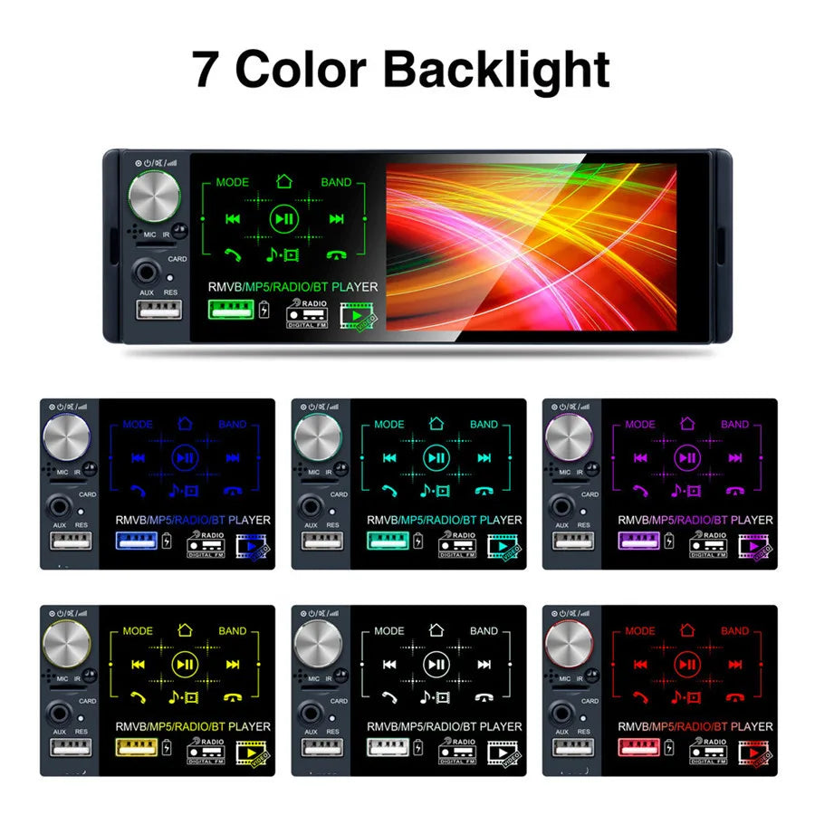 1DIN 4.1" MP5 Player AM FM Radio RDS support Subwoofer Micophone with Dynamic Track Camera