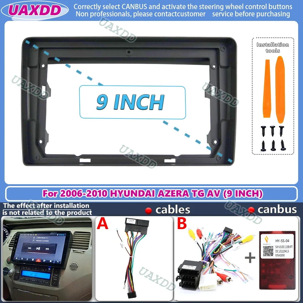 For 2006-2010 Hyundai azera tg av 9inch Car radio android stereo frame panel fascia dashbo