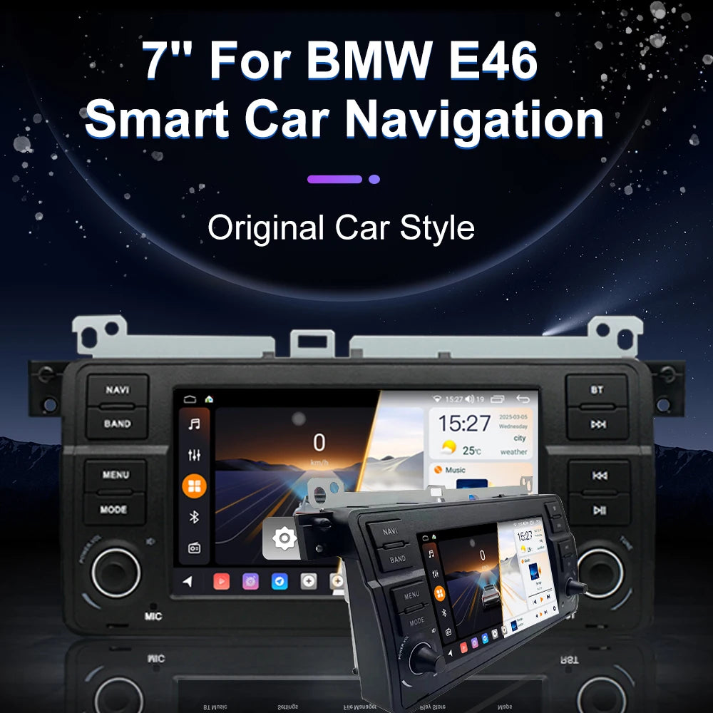 7" Screen For 3 Series BMW E46 M3 318/320/325/330/335 1998 -2005 Android Auto Radio Carpla