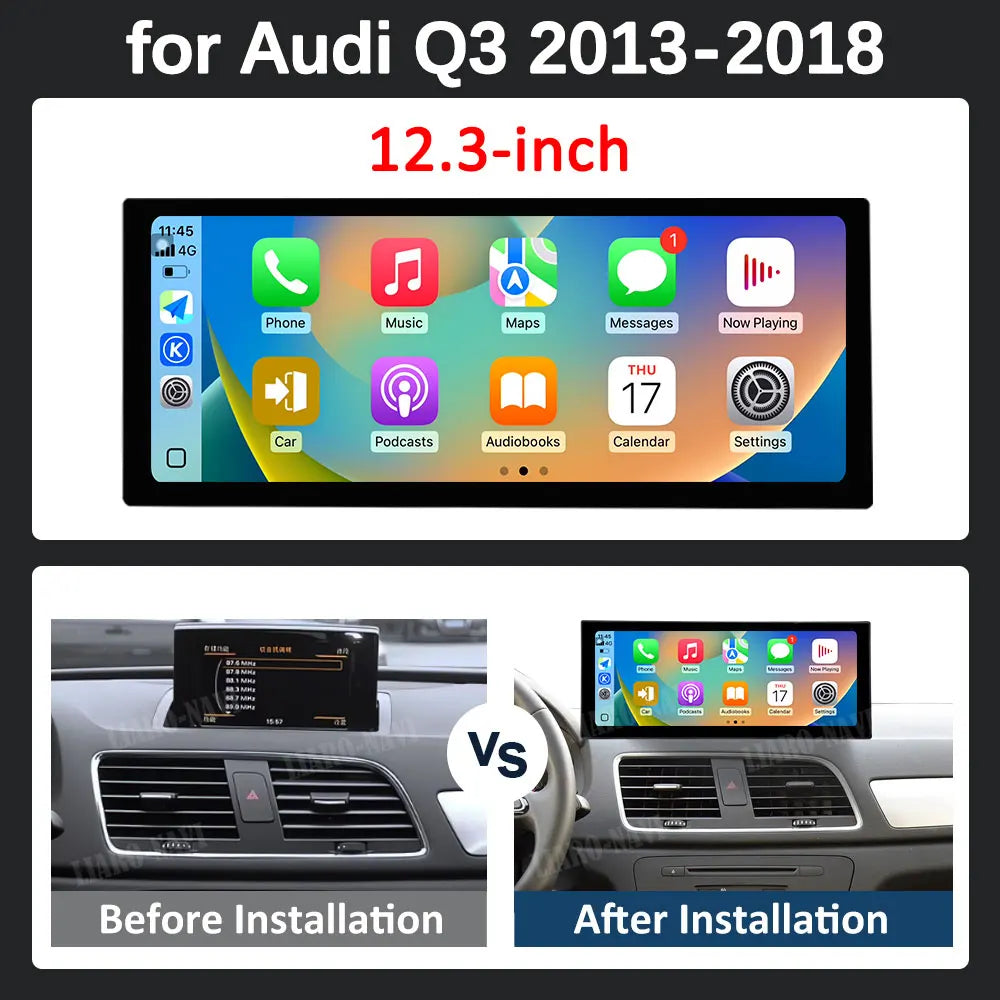 Wireless Carplay 4G Android 16 for Audi Q3 2013 - 2018 GPS Navigation Car Video Multimedia