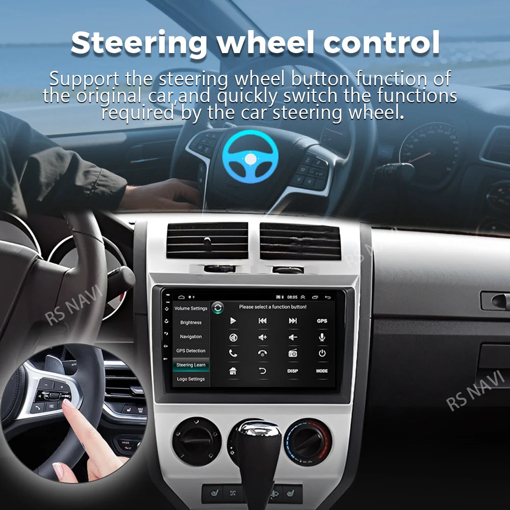 Android 16 For Dodge Caliber 2007 - 2012 2K QLED Android Car Radio Multimedia Video Player