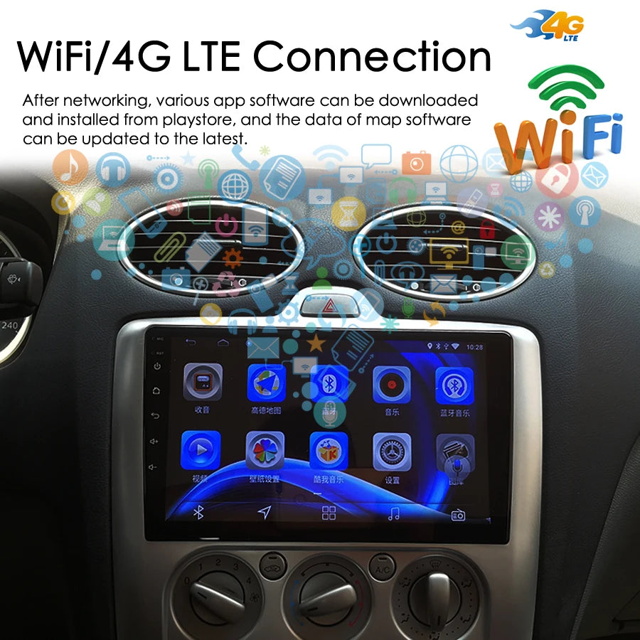 For Ford Focus 2 Mk2 2009 2010 8+128GB AI Voice CarPlay Car Radio GPS Navigation Android 1 | AUTOKITSHOP