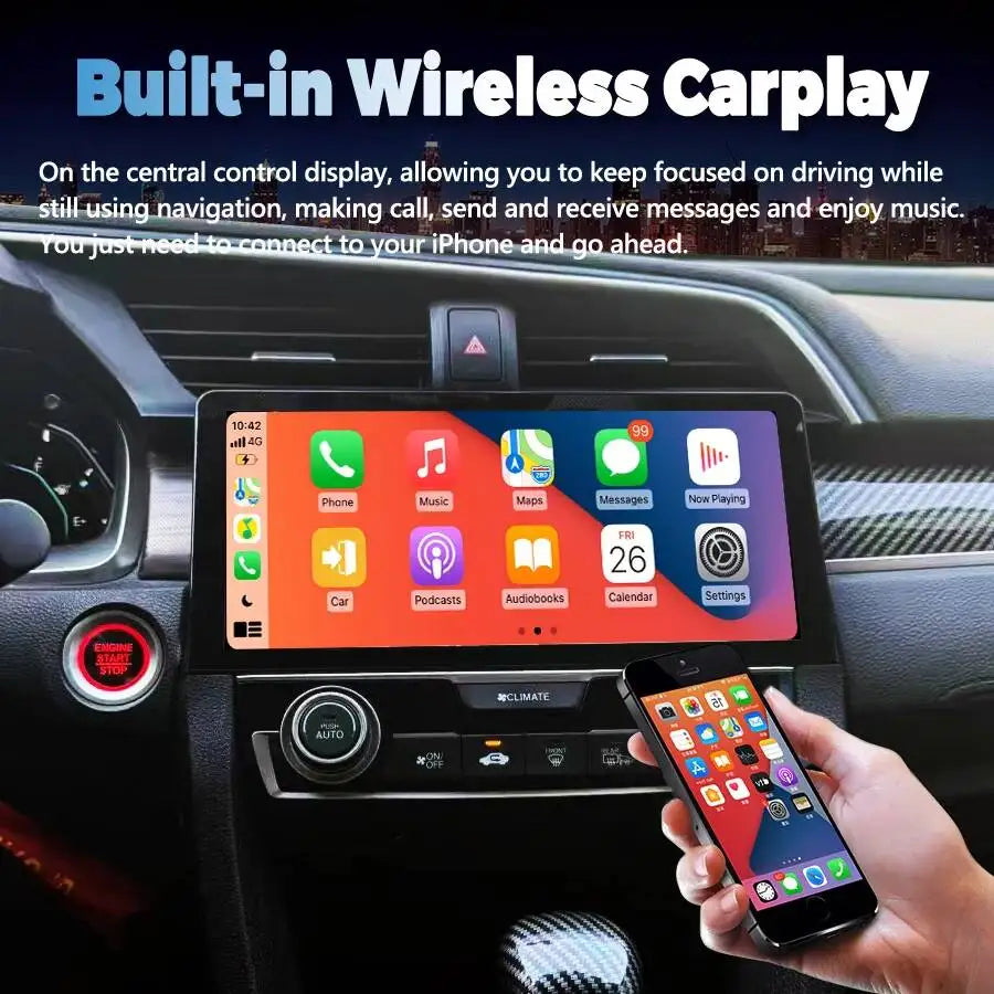 10.33" Dual System Android Screen For Honda Civic 2016-2021 Car Radio CarPlay Multimedia V | AUTOKITSHOP