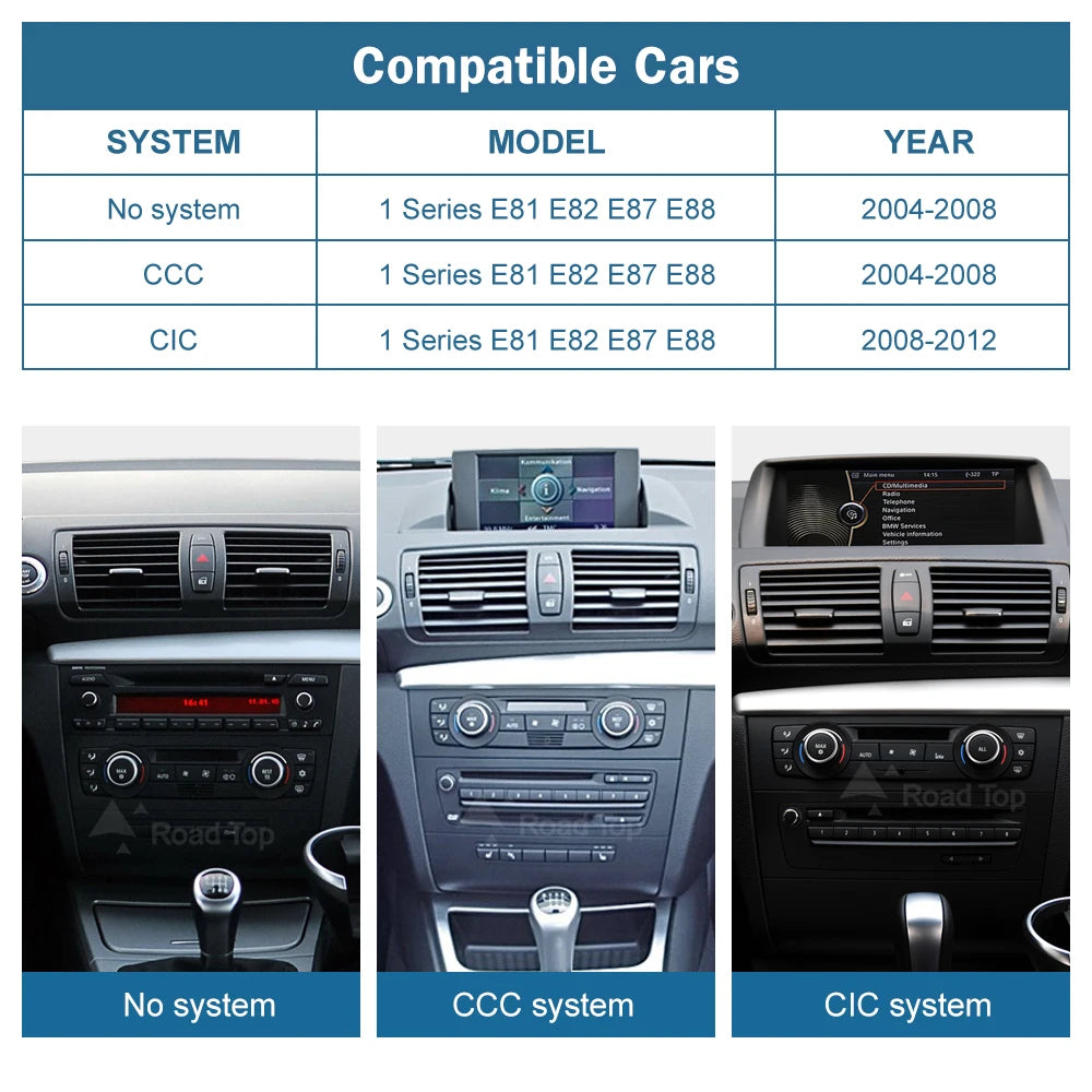 CN Wireless CarPlay Android Auto Multimedia Display For BMW 1 Series E81 E82 E87 E88 CCC C | AUTOKITSHOP