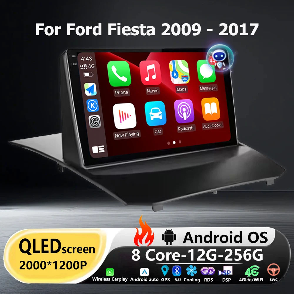 Car Radio Multimedia Video Player GPS Navigation Stereo For Ford Fiesta 2009-2017 Android