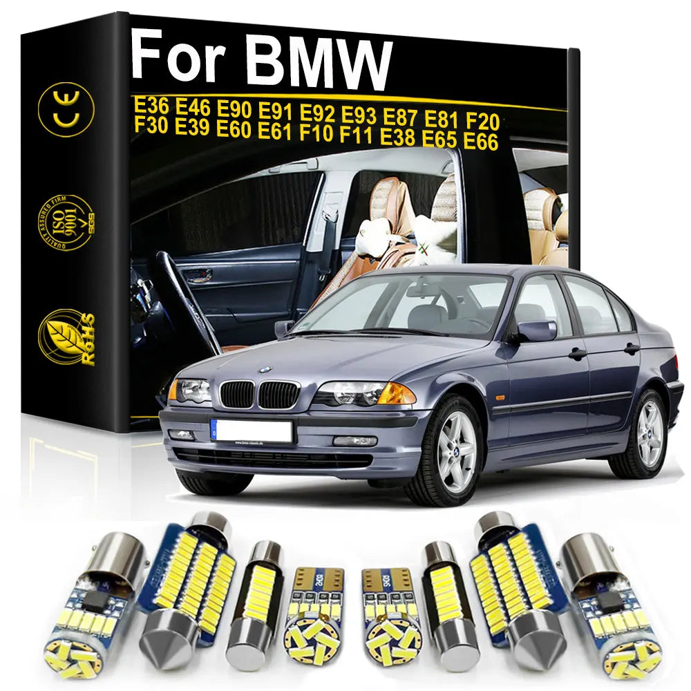 LED Interior Light Kit for BMW E36 E46 E90 E91 E92 E93 E87 E81 F20 F30 E39 E60 E61 F10 F11 E38 E65 E66 328i - Canbus ...