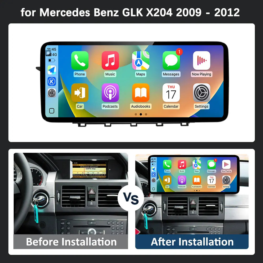 GPS Navi Ultra-Thin Screen 4G Android 16 Car Video Multimedia Player for Mercedes Benz GLK