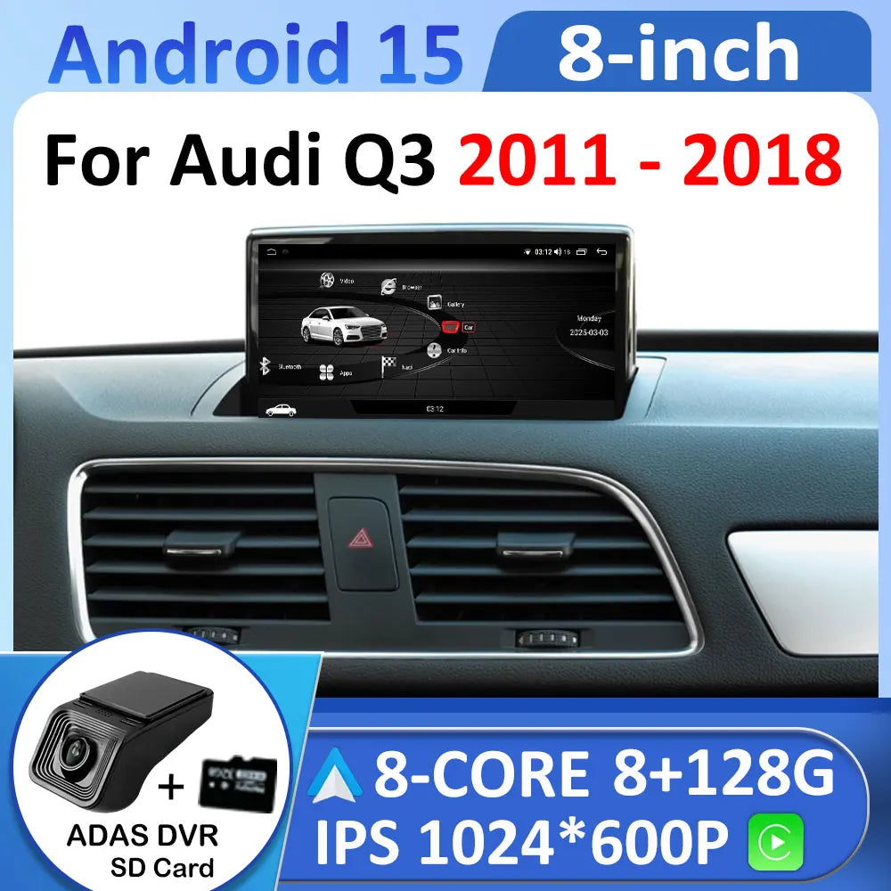 Smart System GPS Navigation for Audi Q3 2011 2012 2013 2014 - 2018 Android 15 Wireless Car | AUTOKITSHOP