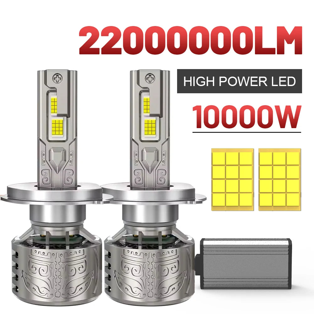 22000000LM H4 Canbus LED Headlight Bulbs 10000W H7 H11 H1 9005 HB3 9006 HB4 9012 HIR2 Turb