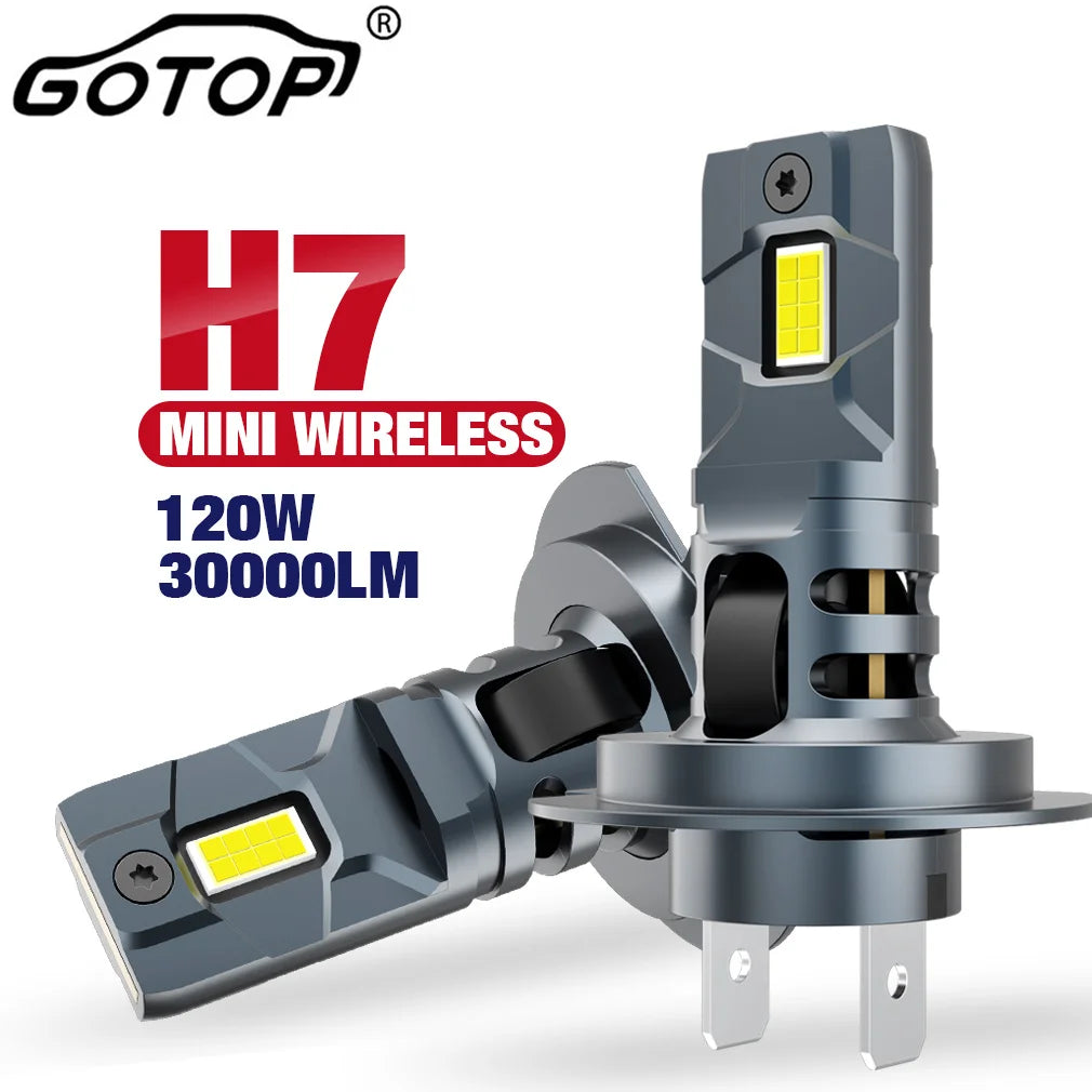 H7 Turbo Led H7 Powerful LED Headlight Bulb Mini Wireless CSP 120W 30000LM 12V Automobile