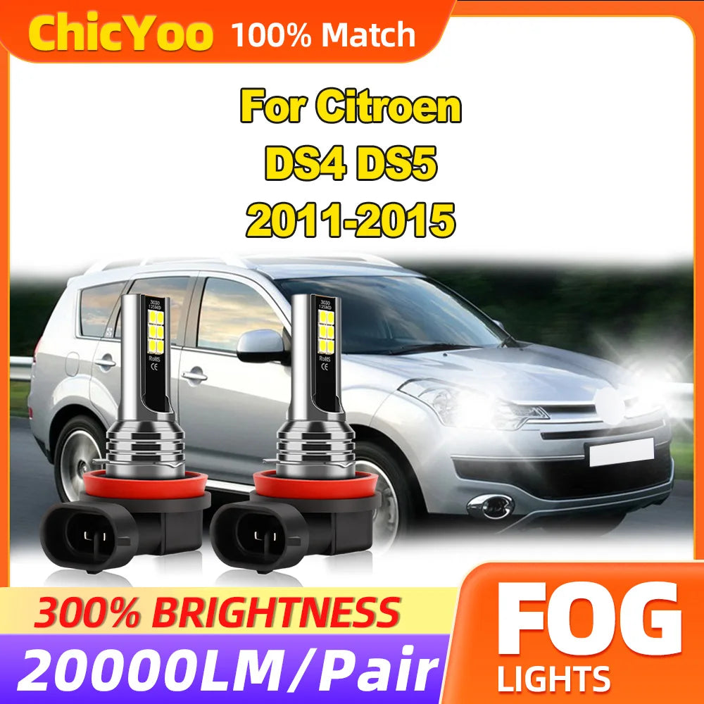 20000LM CSP Chips LED Fog Lamps 60W Fog Lights 12V 6000K White Plug And Play For Citroen D