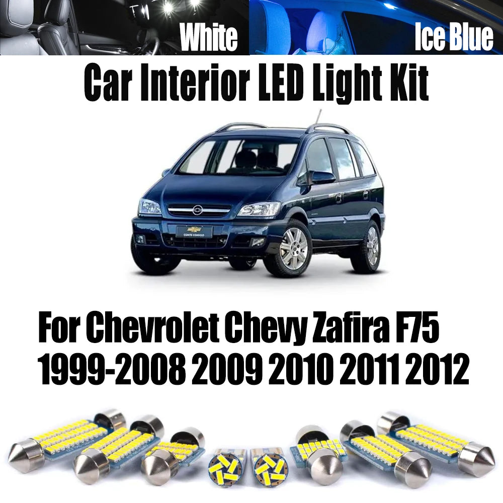 10-Piece LED Interior Light Kit for Chevrolet Chevy Zafira F75 1999- 2010 - Canbus Dome Map Door Trunk Bulbs | AUTOKI...