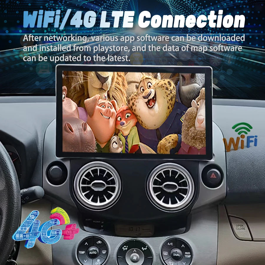 13.3inch Android 14 Screen For Toyota RAV4 RAV 4 2005-2013 Stereo Car Multimedia Video Pla