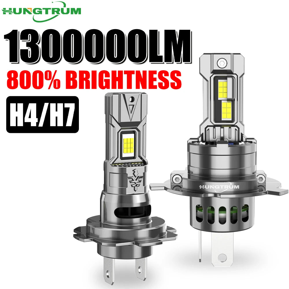1300000LM H4 H7 LED Headlight 9003 HB2 High Low Beam 6000K White Light Bulb Wireless Plug