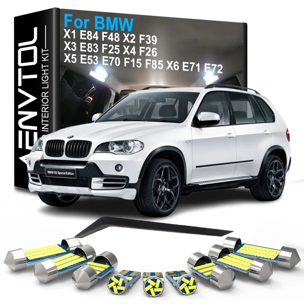 LED Interior Light Kit for BMW X1 E84 F48 X2 F39 X3 E83 F25 X4 F26 X5 E53 E70 F15 F85 X6 E71 E72 2000-2024 - Canbus D...