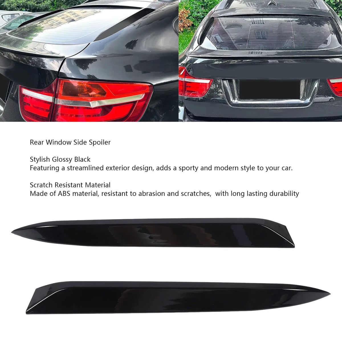 Car Rear Window Side Spoiler Glossy Black Tail Window Side Wing Cover Trim for X for E71 E72 X6 2008-2014 - Automotive L