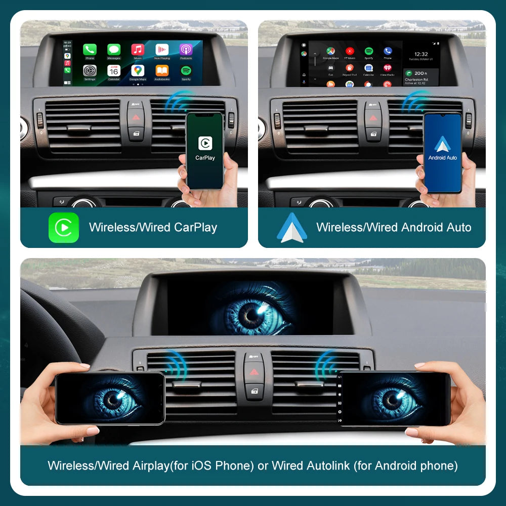RoadTop Wireless CarPlay for BMW Series 1 E81 E82 E87 E88 CIC 2008-2012 with Android Auto