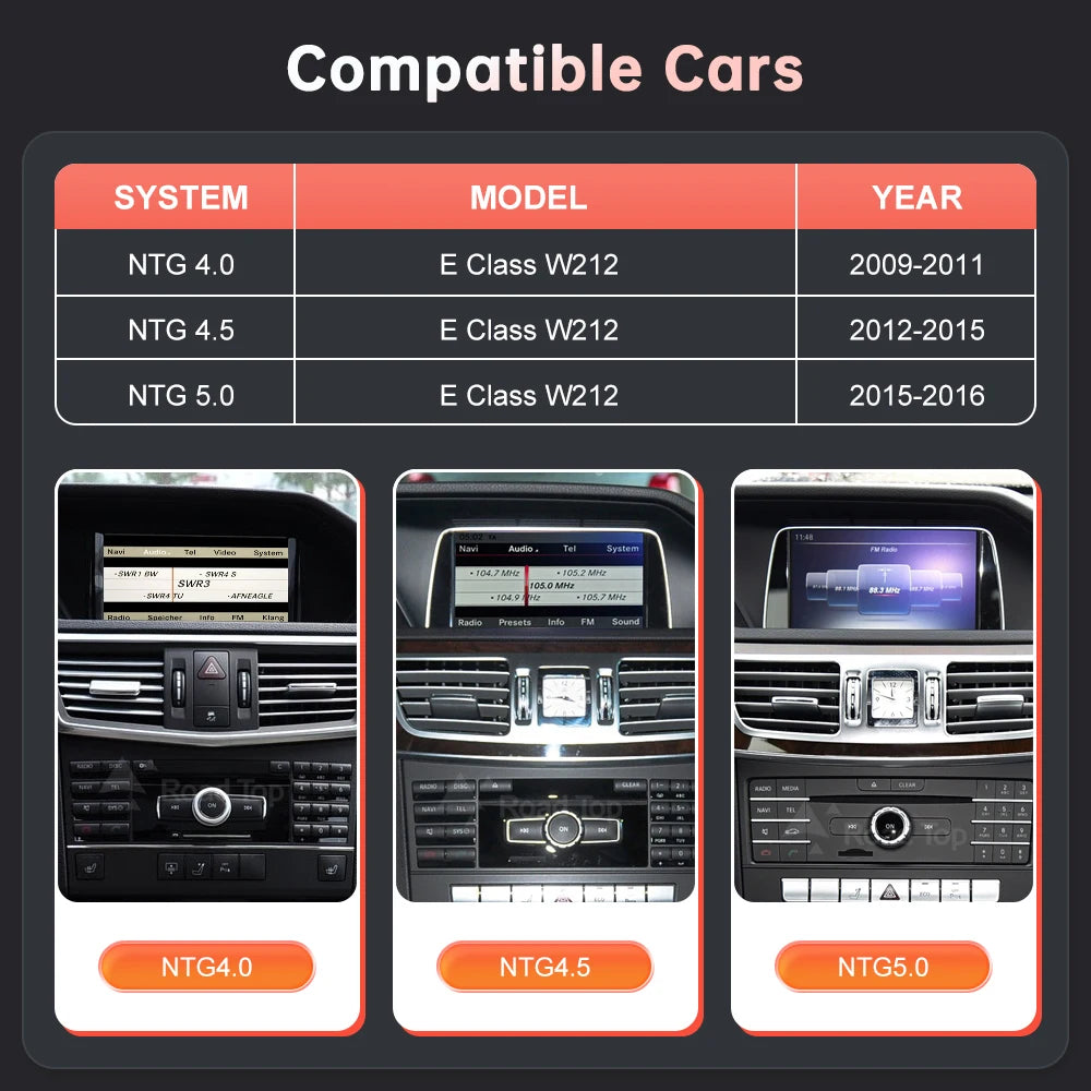 Wireless CarPlay Android Auto Car Multimedia Screen for Mercedes Benz E Class W212 2009-20 | AUTOKITSHOP