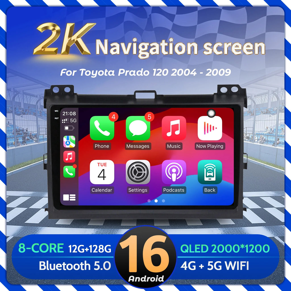 9 inch Car Radio Android 16 For Toyota Prado 120 2004-2009 Multimedia Navigation BT Carpla