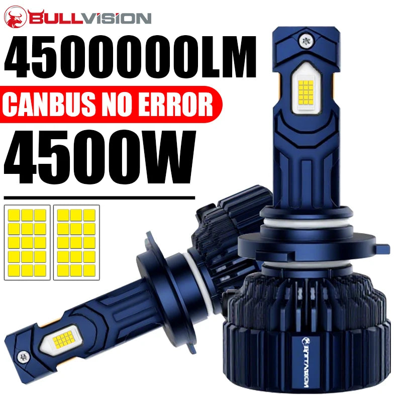 Bullvision H4 LED Headlight Canbus 4500W 4500000LM H7 H11 H8 H9 H1 HB3 9005 9006 HB4 9012