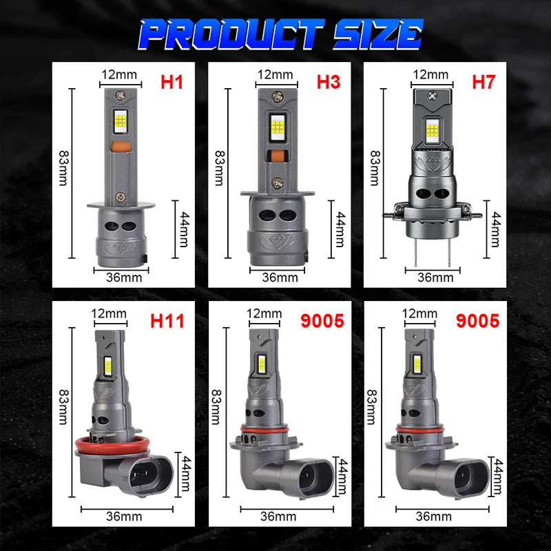 H7 H4 LED Headlight 1:1 Mini Size Car Headlight With Fan H1 H11 H8 H9 9005 9006 HB3 HB4 Wi