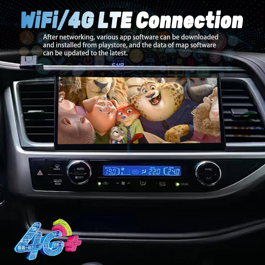 12.3inch Android 15 Screen Car Radio GPS Navigation Stereo For Toyota Highlander 3 XU50 20