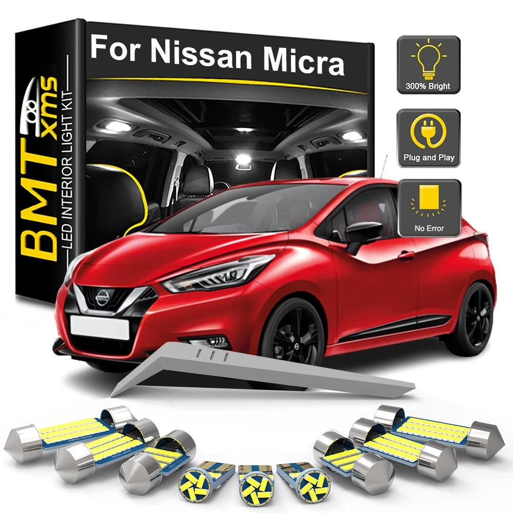 LED Interior Light Kit for Nissan Micra K11 K12 K13 K14 II III IV V 1993-2018 - Canbus Dome Map Door Trunk Bulbs | AU...