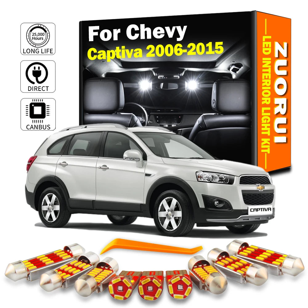 LED Interior Light Kit for Chevrolet Chevy Captiva 2006 - 2010 - Canbus Dome Map Door Trunk Bulbs | AUTOKITSHOP