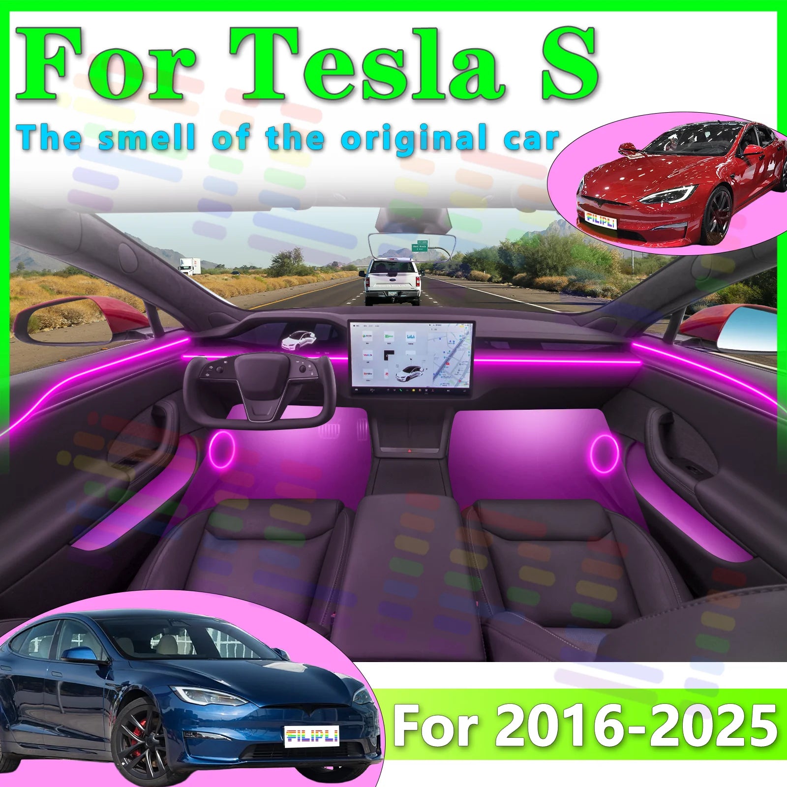 RGB - Ambient Light - for Tesla 2020-2026 - App Control - Car Interior Lighting | AUTOKITSHOP