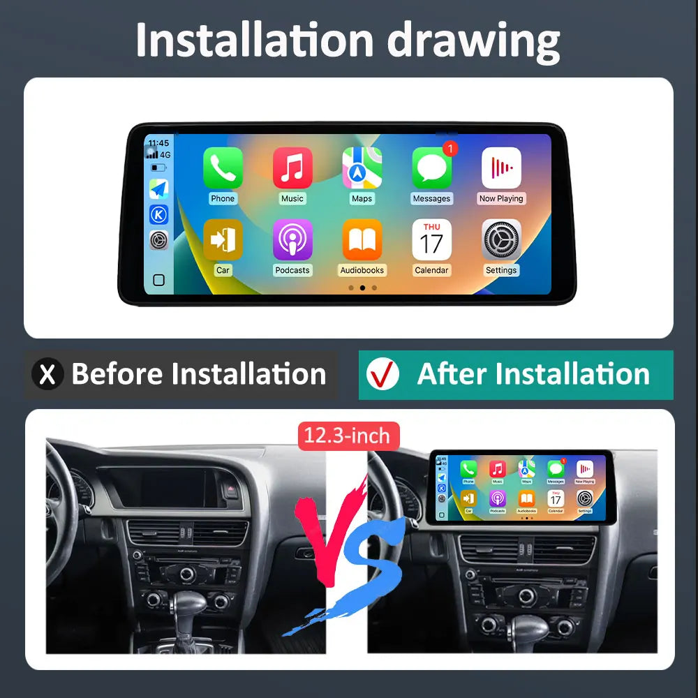 for Audi A4 B8 A5 2009 - 2016 Android 16 Left Hand Drvie Car Radio Video Player Carplay Na