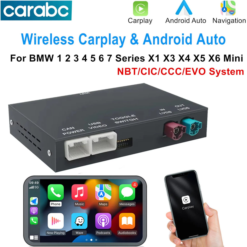 CARABC Wireless CarPlay Android Auto For BMW NBT CIC EVO 1 2 3 4 5 6 7 Series X1 X3 X4 X5