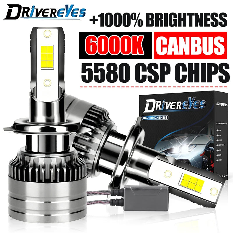 H7 H4 LED Headlight Canbus H11 H1 9005 HB3 H8 H9 9006 HB4 9012 HIR2 4300K 6000K 8000K 5580