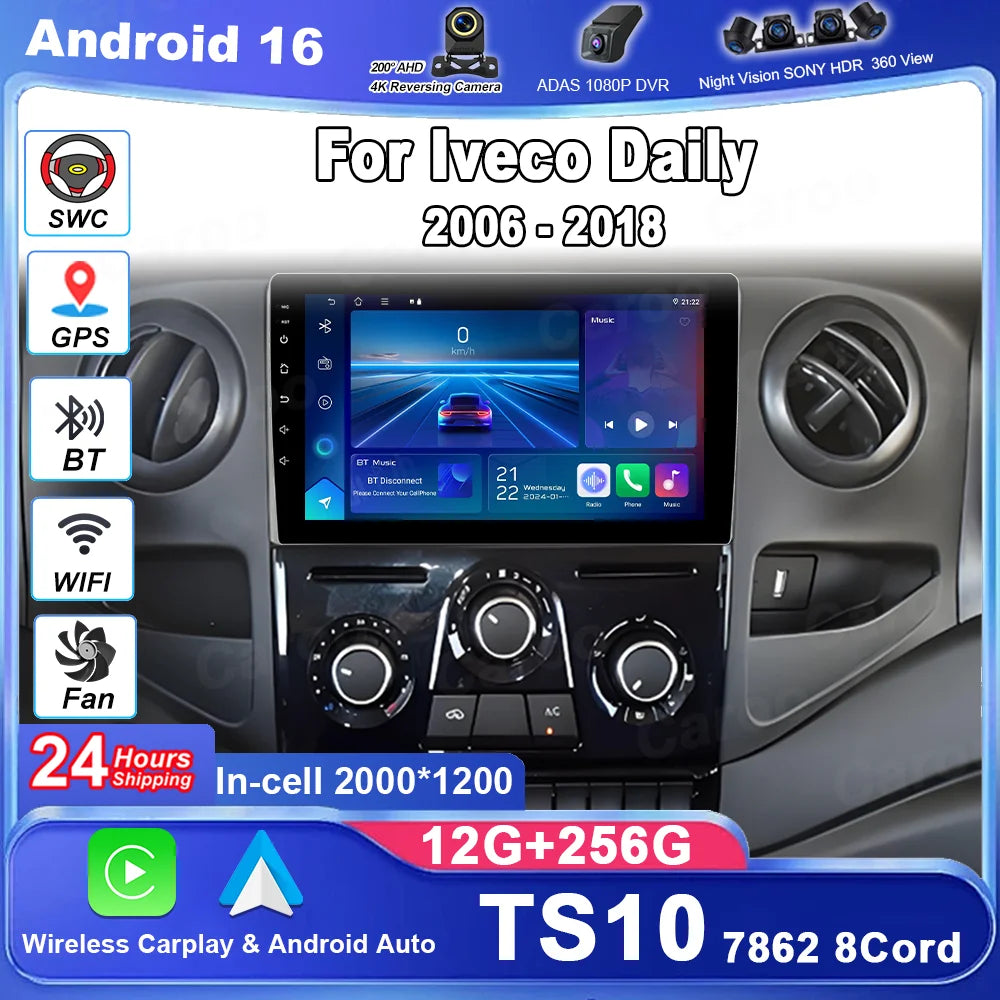 Android 16 Carplay Auto For Iveco Daily 2006 - 2018 Car Radio Multimedia Video Player 4G W